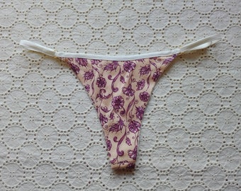 Ahimsa Silk Thong with Silk Straps- Paisley Flower Digital Print