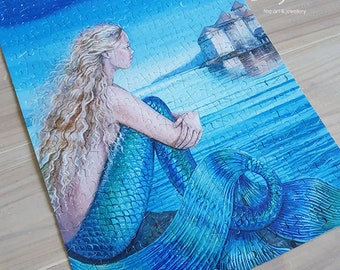 Mermaid Jigsaw Puzzle 300 Pieces A3 Size Across The Shore Original Sparkle Art Gift