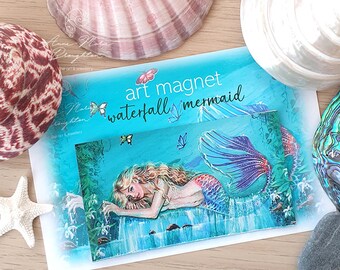 Magnet Waterfall Mermaid with Butterflies Collectible Gift