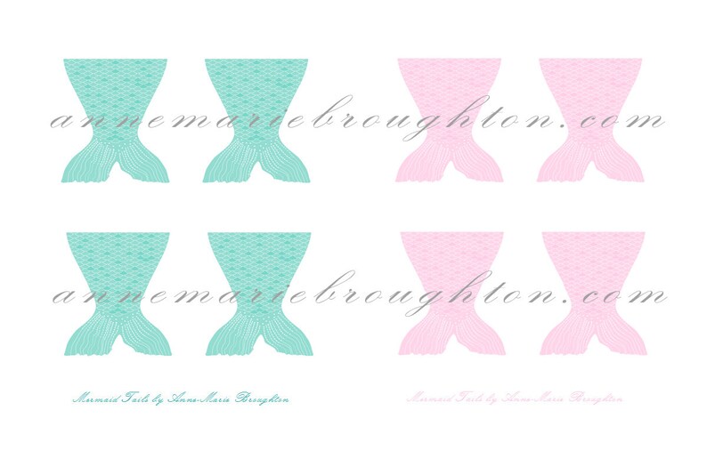 mini printable paper mermaid tails us letter size mermaid etsy