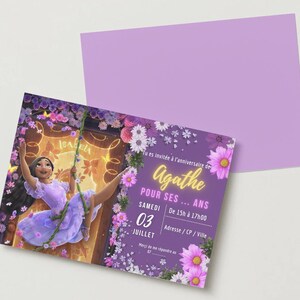 Invitation Anniversaire Encanto Numérique – Carte Personnalisée à Imprimer – Thème Disney Fête Enfant Fille – Fichier PDF
