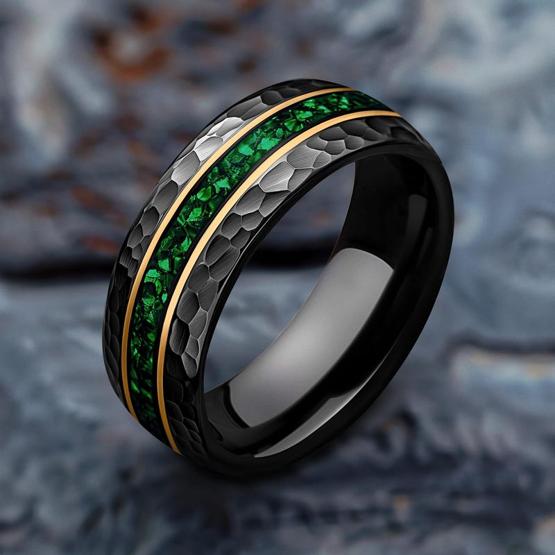 Hammered Gold Ring Inlay - Etsy