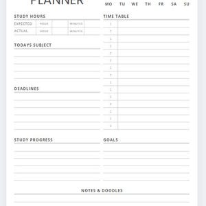 Printable Study Planner | A4 Academic Planner PDF | Study Schedule ...