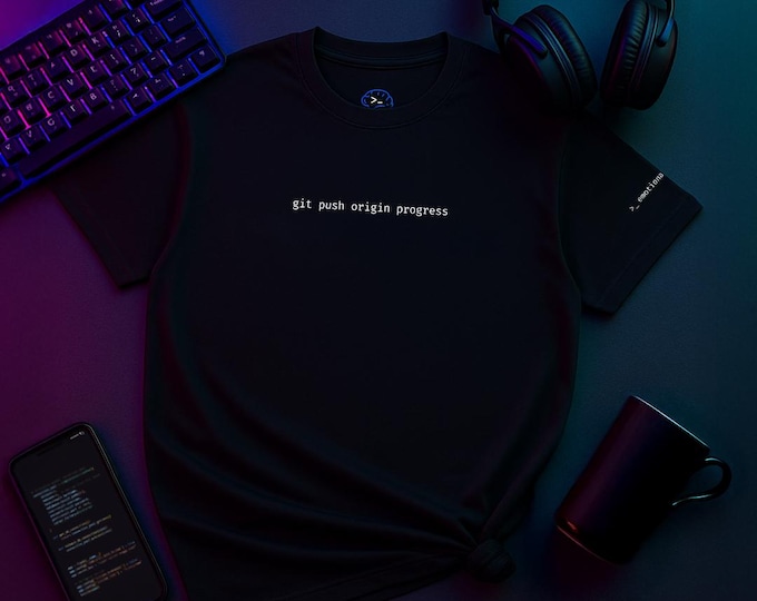 Push Origin Progress | Motivation Coding Shirt | Growth Mindset Techwear