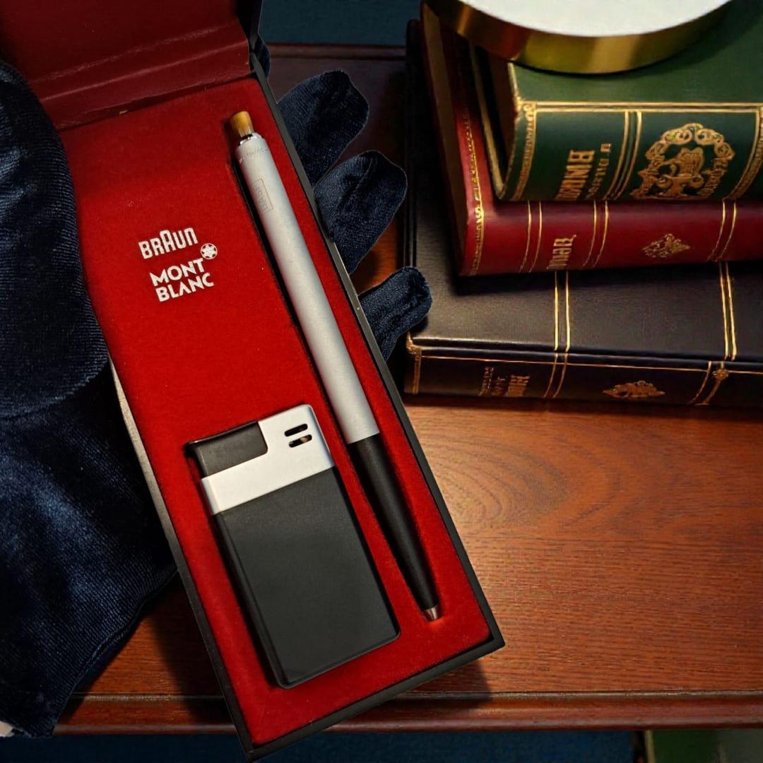 Vintage Montblanc Caressa 490 Set With Braun Match 2 - Very Rare