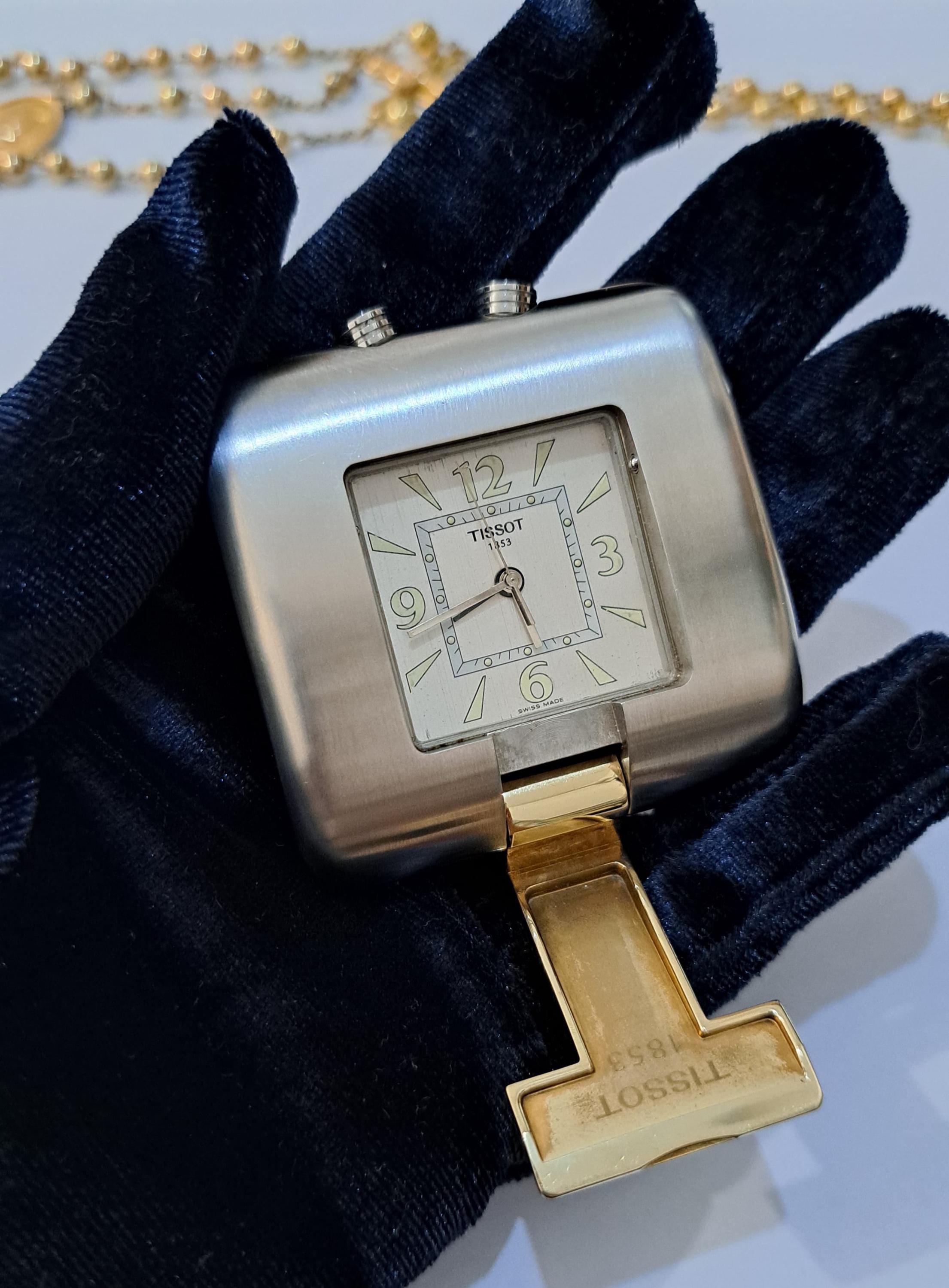 Vintage Swiss Made Tissot Table Clock - Silver and Gold Colour - Etsy