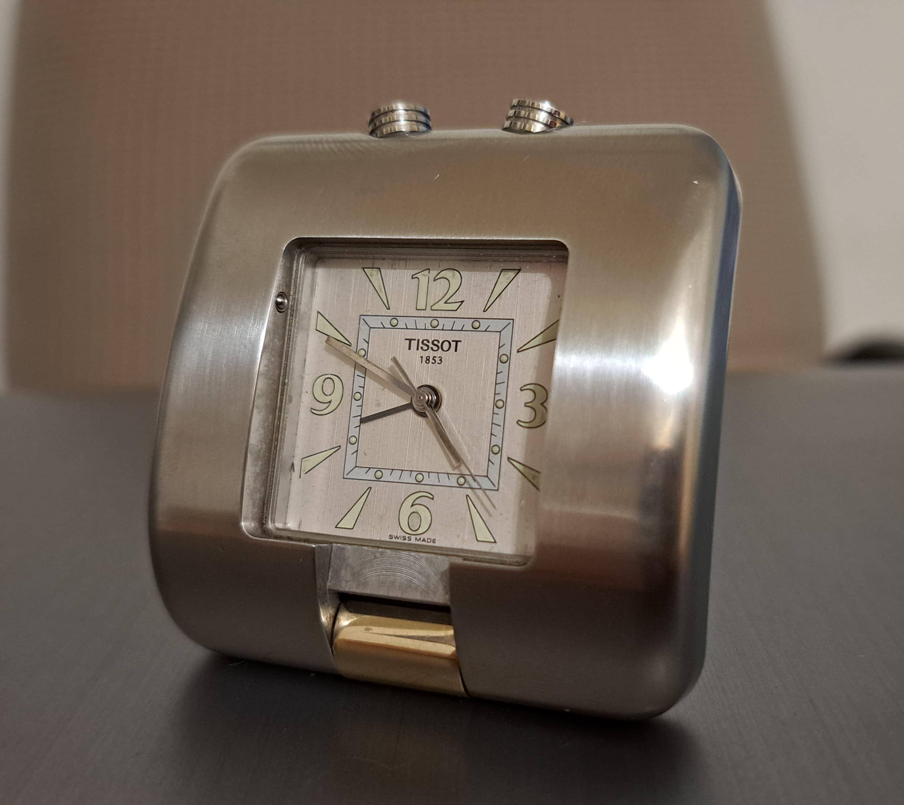 Vintage Swiss Made Tissot Table Clock - Silver and Gold Colour - Etsy