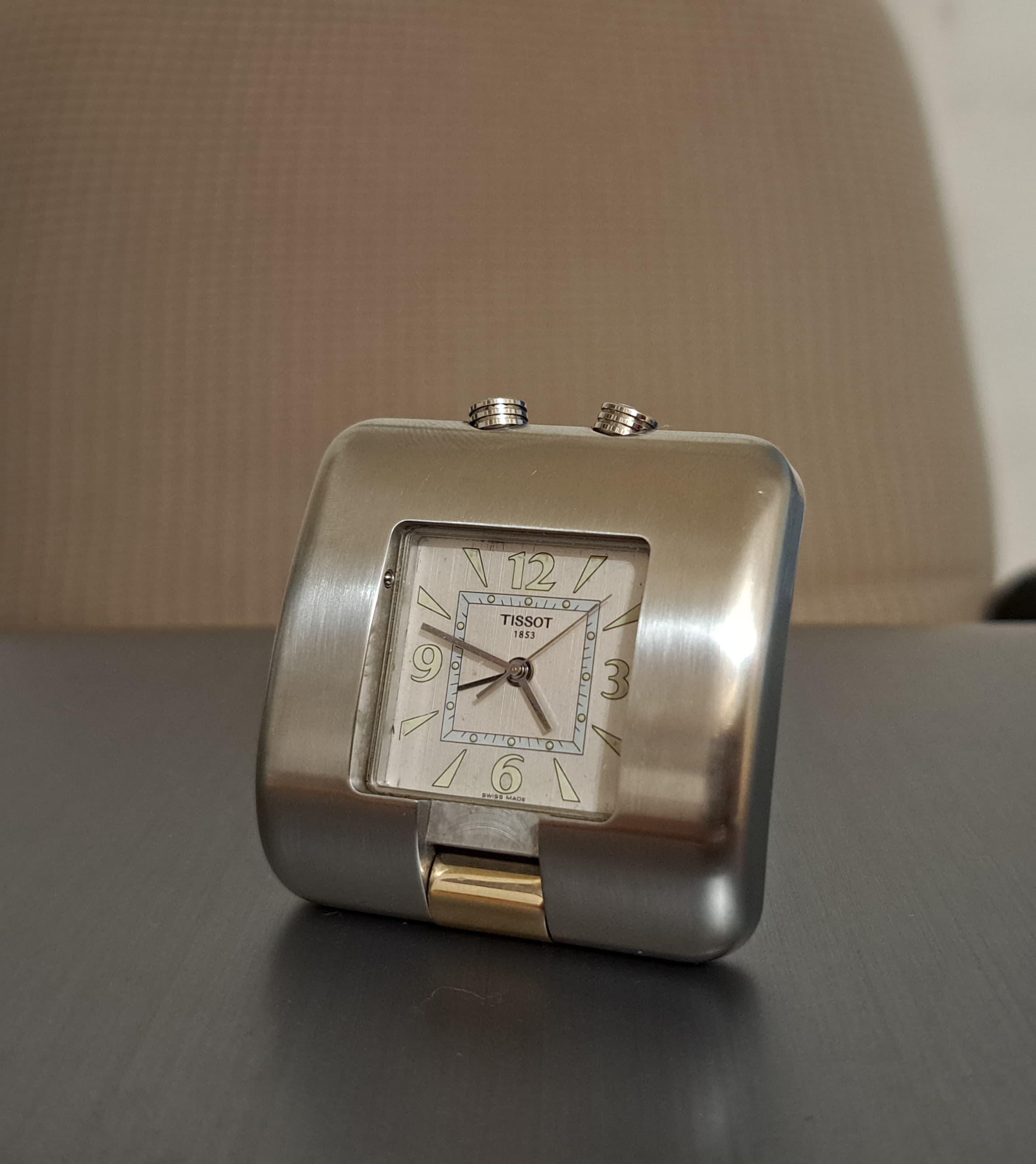 Vintage Swiss Made Tissot Table Clock - Silver and Gold Colour - Etsy