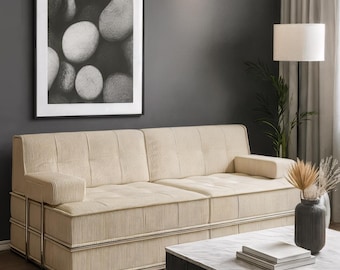 Oversized Corduroy Convertible Sofa Bed with Pillows