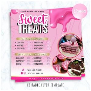 Canva Editable Flyer for Sweets & Treats, Sweet Shop Template, DIY Cake Sale Template, Baking Social Media Post #8