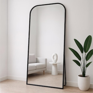 Full Length Arched Floor Mirror with Stand, Large Standing Mirror for Bedroom or Living Room, Modern Minimalist Wall Mounted Mirror