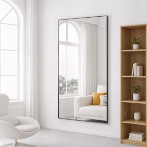Rectangular Mirror with Aluminum Frame | Modern Wall Mirror | Can Hang Vertical or Horizontal | Home, Bathroom, Bedroom Decor