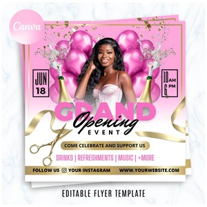 Grand Opening Flyer Template, Editable in Canva, Celebration Flyer, Launch Event Party, Lash, Hair, Nails Flyer, Social Media Post #17