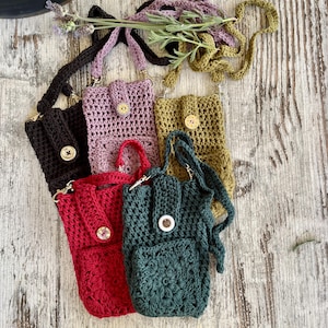 Hand Crocheted Phone Bag: Boho Cotton Shoulder Pouch