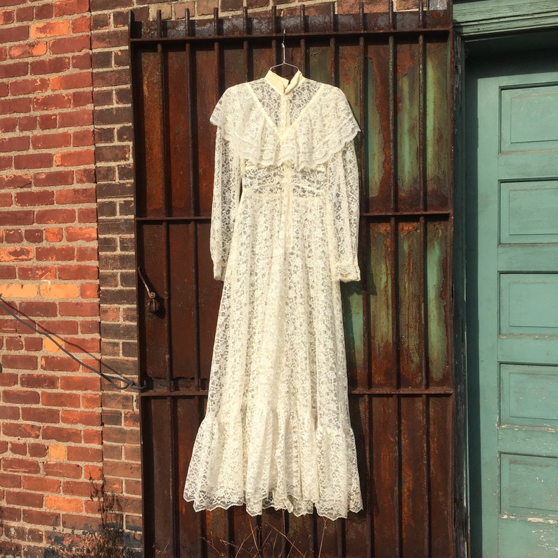 Medium Altered Vintage Lace Wedding Dress with No Lining