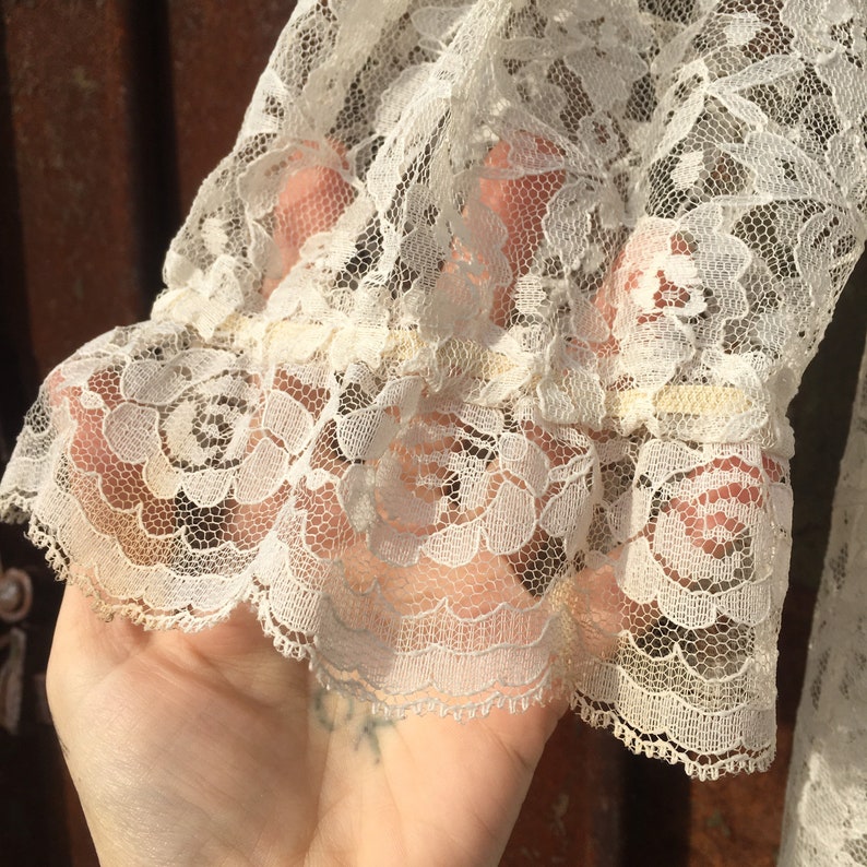 Medium Altered Vintage Lace Wedding Dress with No Lining