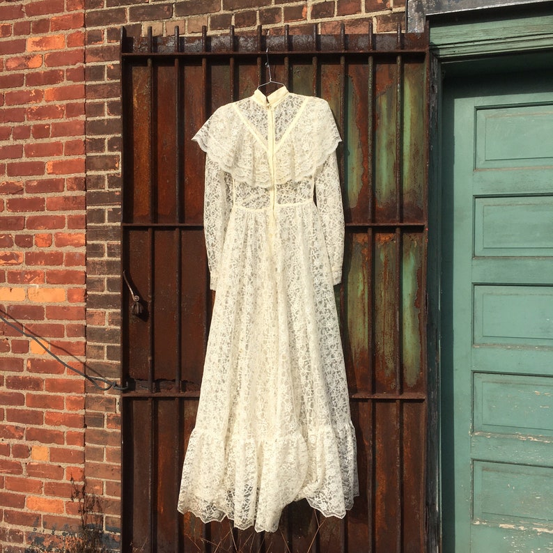 Medium Altered Vintage Lace Wedding Dress with No Lining