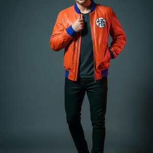 Chaqueta bomber de cuero de Goku / Cosplay inspirado en Dragon Ball Z