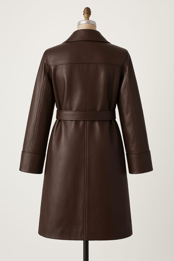 トレンチコート 本革 ダークブラウン