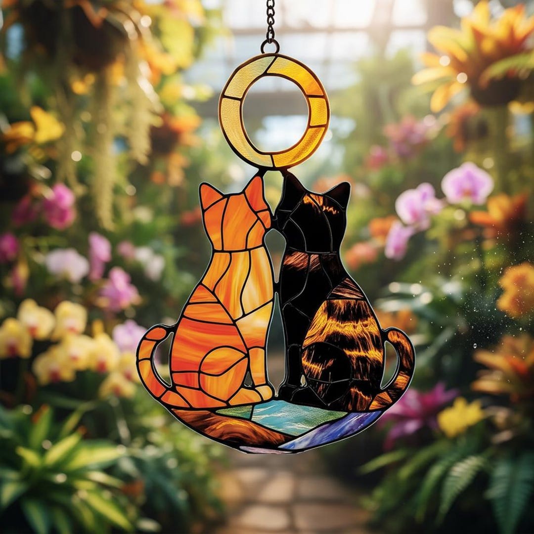 Faux Stained Glass Cat Suncatcher, Window Decor, Pet Memorial Art - Etsy