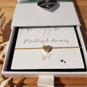 Gotti fragen, Geschenkbox, Armband silber oder gold, Gravur