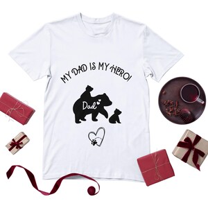 Mon père est mon héros SVG PNG | Conception famille ours pour la fête des pères | Papa mignon et clipart animaux enfants pour chemises, cartes, autocollants, téléchargement numérique