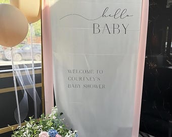 Custom Baby Shower Sign, Fabric Baby Shower Sign, Hello Baby Sign, Baby Shower Decorations, Baby Shower Welcome Sign, Baby Sprinkle Banner