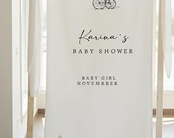 Custom Fabric Baby Shower Welcome Sign, Baby Sprinkle or Baby in Bloom, Personalized Linen Sign, Baby Shower Banner, Fabric Sign Decor