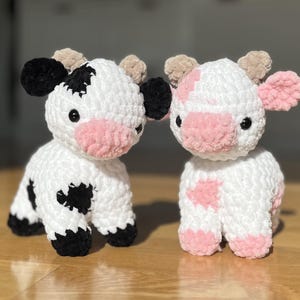 Crochet Amigurumi Cow Plushie | Cute Standing Cow Stuffed Animal Toy | Handmade Gift Ideas For Kids | Strawberry Cow Plush | Cow Lover Gift