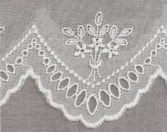 Swiss Organdy Wide Edgings with White on White Swiss Embroidery - Heirloom Sewing - Doll Dress Supplies