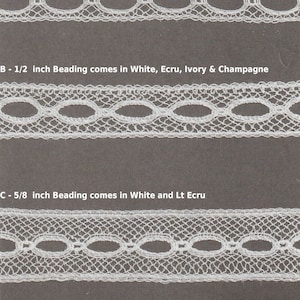 French Cotton Lace Beading in White, Ecru, Ivory, and Champagne - Heirloom Beading - Doll Dress Supplies -
