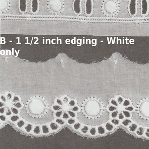 Embroidered Swiss Batiste Cut Work Edging - Flower Edging - Entredeux Scallops - Heirloom Sewing - Doll Dress Supplies