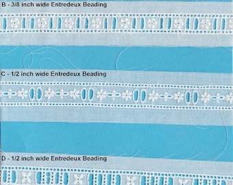 White Entredeux Beading Insertion - Entredeux Flower Beading - Heirloom Sewing Supplies - Doll Dress Supplies