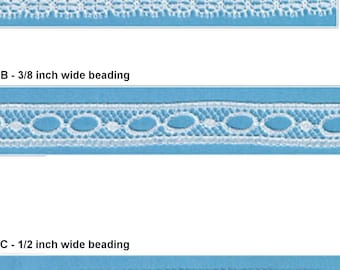 French Cotton Lace Beading in White, and Lt Ecru - Heirloom Sewing - Doll Dress Supplies - French Lace