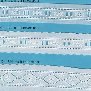 Inserção de flor branca extravagante Entredeux - Beading Entredeux - Bordados suíços - Suprimentos de costura de herança - Suprimentos de vestido de boneca
