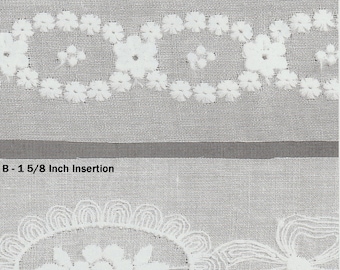Oval Swiss Batiste Embroideried Insertion - 100 Percent Cotton - Heirloom Sewing - Doll Dress Supplies