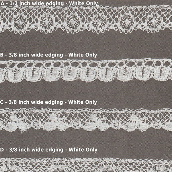 French Cotton Lace Edging in White - Heirloom Sewing - Doll Dress Supplies - Narrow French Cotton Edging