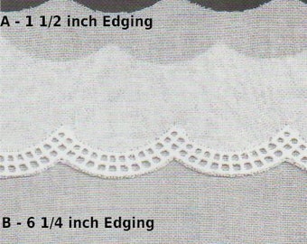 Simple White Scalloped Swiss Batiste Embroidered Edging - Heirloom Sewing - Doll Dress Making