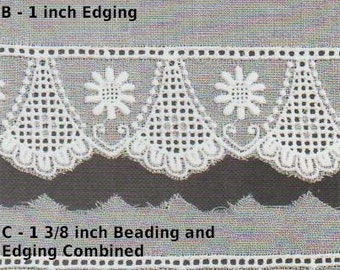 Three Matching White Swiss Batiste Embroideries - Heirloom Sewing - Doll Dress Making