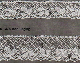 Bijpassende Franse katoenen kanten rand en inzetstuk in wit - Naaibenodigdheden voor erfstukken - Benodigdheden voor poppenjurk