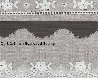 Scalloped Swiss Batiste Embroidered Edging with Matching Beading and Insertion - Doll Dress Making - Heirloom Sewing