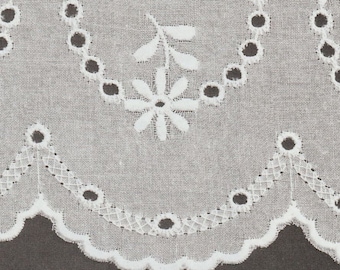 White Swiss Batiste Scalloped Embroidered Flounce - 27 Inches Wide - 100 Percent Cotton - Heirloom Sewing Supplies - Doll Dress Supplies