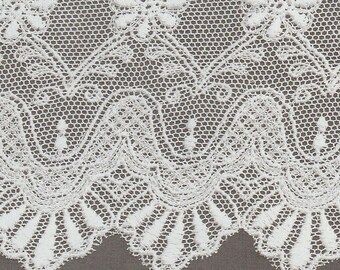 100 Percent Cotton Spanish Netting in White and Champagne - Available in White, and Champagne - Wide Edging - Heirloom Sewing