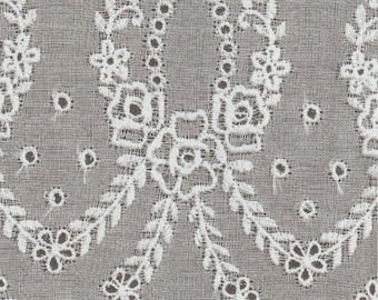 White on White Embroidered Organdy Flounce - Scalloped Flounce - 27 Inches Wide - 100 Percent Cotton - Heirloom Sewing