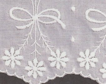 Embroidered Swiss Batiste Insertion, and Scalloped Wide Edging - White or Pink - Doll Dress Supplies