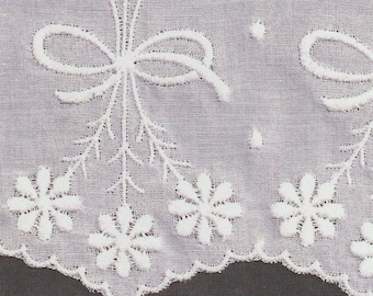 Matching Embroidered Swiss Batiste Insertion, and Scalloped Wide Edging - White or Pink - Heirloom Sewing - Doll Dress Supplies