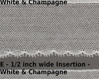 Matching French Netting Laces - 100 Percent Cotton Netting Available in White and Champagne - Heirloom Sewing - Doll Dress Supplies