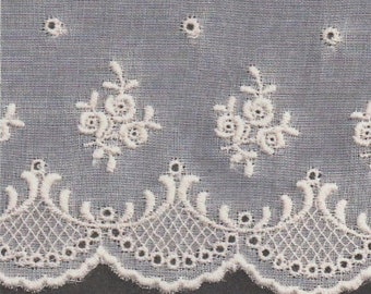 Swiss Organdy Beading, Insertion, and Wide Edgings Embroidered in White or Ecru - Heirloom Sewing - Doll Dress Supplies