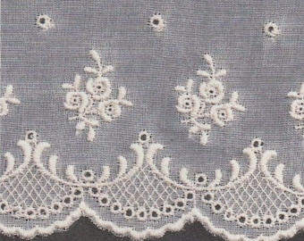 Swiss Organdy Beading, Insertion, and Wide Edgings Embroidered in White or Ecru - Heirloom Sewing - Doll Dress Supplies