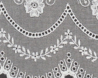 Weiß auf Weiß 100 Prozent Baumwolle Organdy Scalloped Bestickter Volant - 27 Zoll Breit - Heirloom Nähen